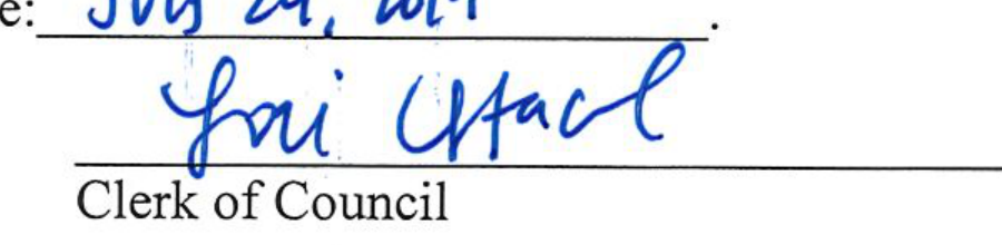 Signature of Lori Stacel, Clerk of Council