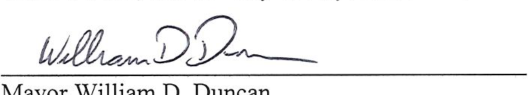 Signature of Mayor William D. Duncan