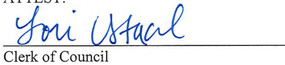 Signature of Clerk of Council Lori Stacel