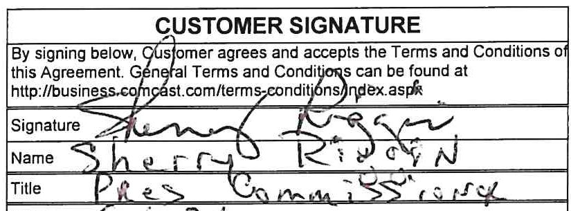 Customer Signature section with handwritten signature and details
