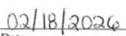 Handwritten date: 02/18/2026