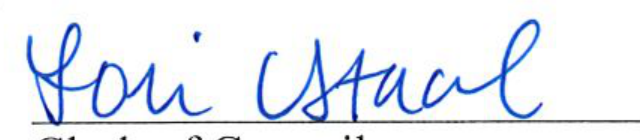 Signature of Clerk of Council Lori Stacel