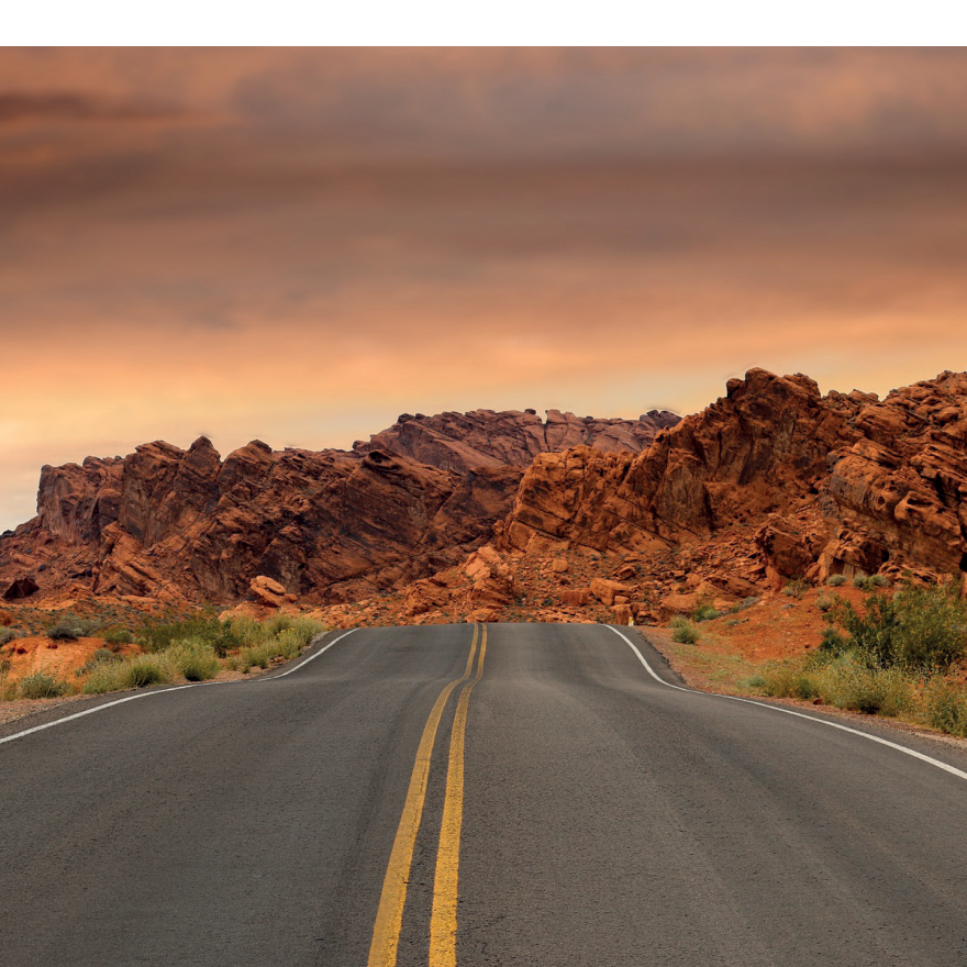 Winding road through canyon