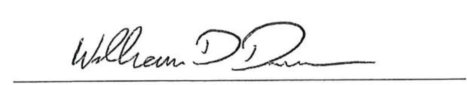Signature of William D. Duncan, President