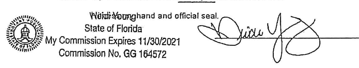 Notary Seal and Signature of State of Florida Notary Public