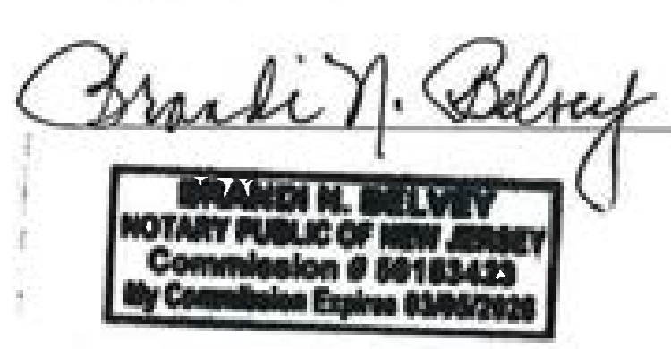 Signature and notary stamp of Brandi N. Belvey