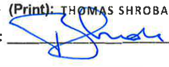 Signature of Thomas Shroba