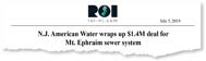 Newspaper clipping: ROI - N.J. American Water wraps up $1.4M deal for Mt. Ephraim sewer system