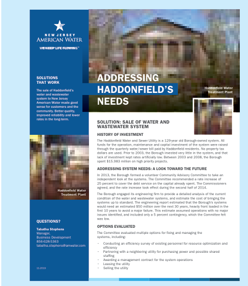 Addressing Haddonfield's Needs Case Study