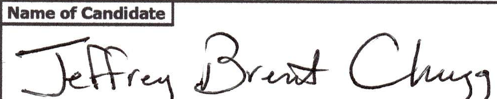 Handwritten Candidate Name: Jeffrey Brent Chugg