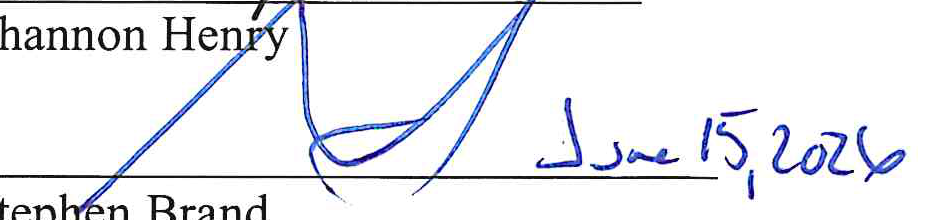 Signed by Stephen Brand, Commissioner; handwritten date June 15, 2026
