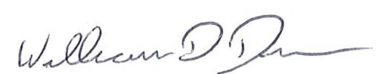 Signature of William D. Duncan, President