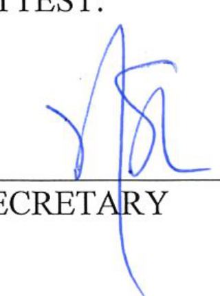 Signature of Secretary