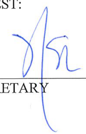 Signature of Secretary