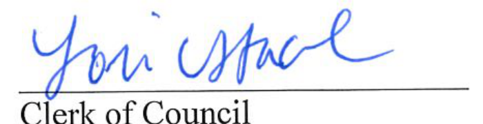 Signature of Clerk of Council