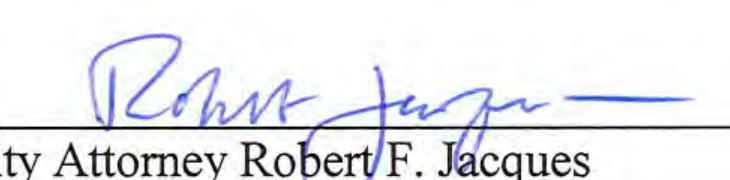 Signature of City Attorney Robert F. Jacques