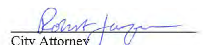 Signature of City Attorney Robert F. Jacques