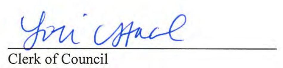 Signature of Clerk of Council