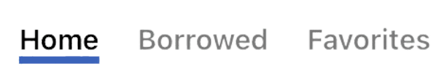 Navigation tabs: Home, Borrowed, Favorites