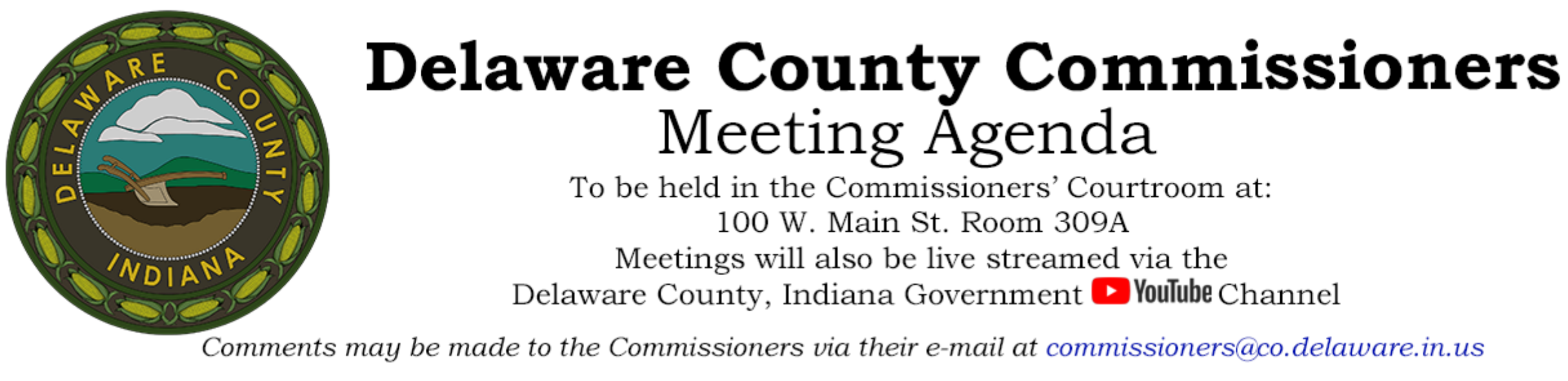 Delaware County Commissioners Meeting Agenda Header