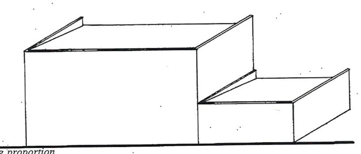 Line drawing showing building proportion and stepped massing