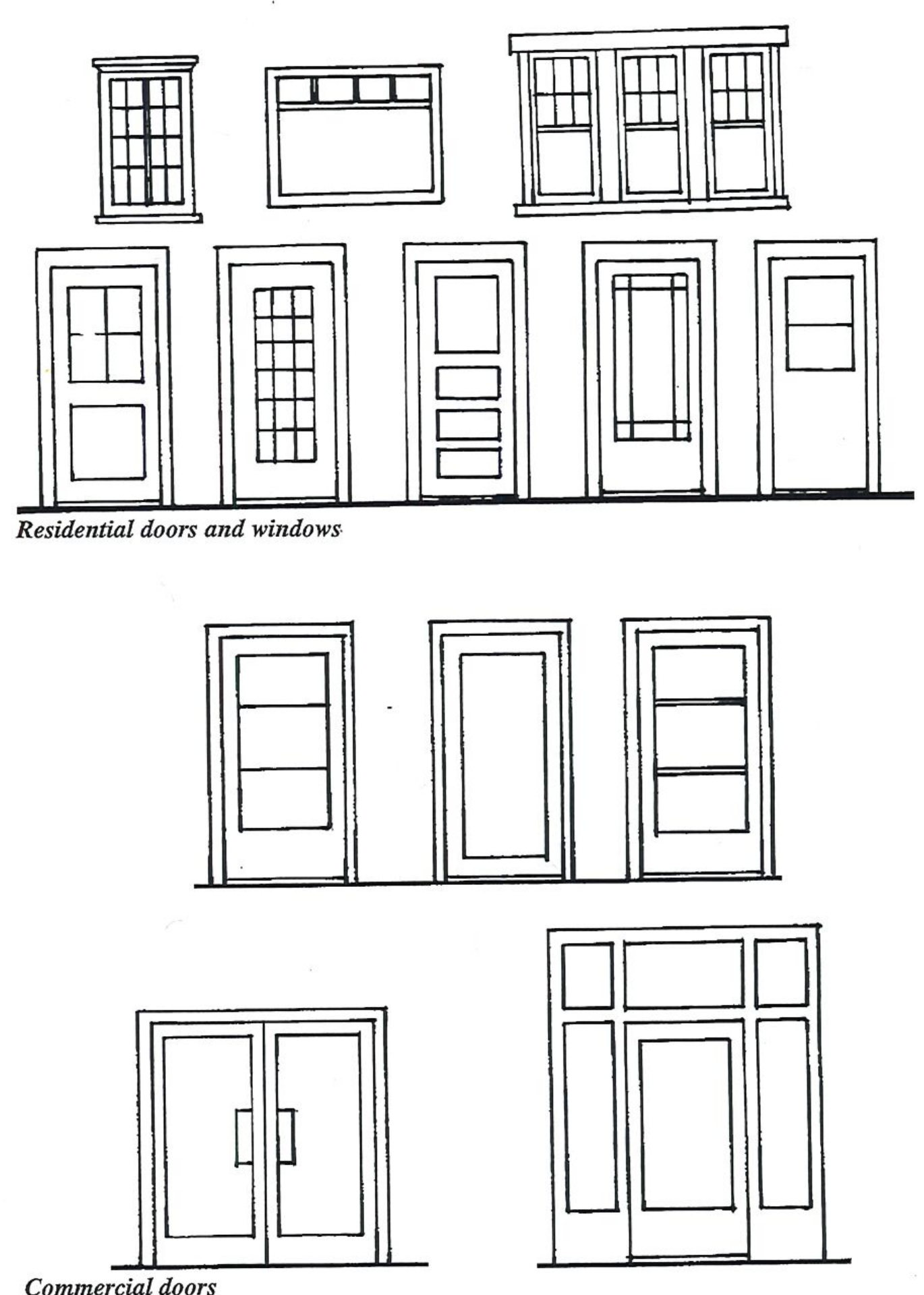 Architectural drawings of residential and commercial doors and windows