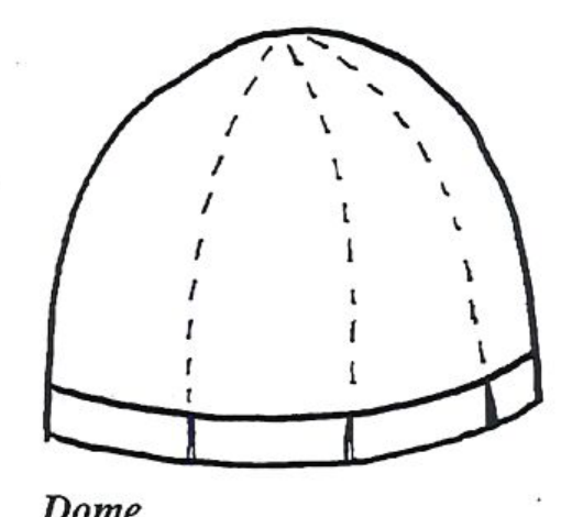 Dome awning diagram showing rounded dome architectural awning
