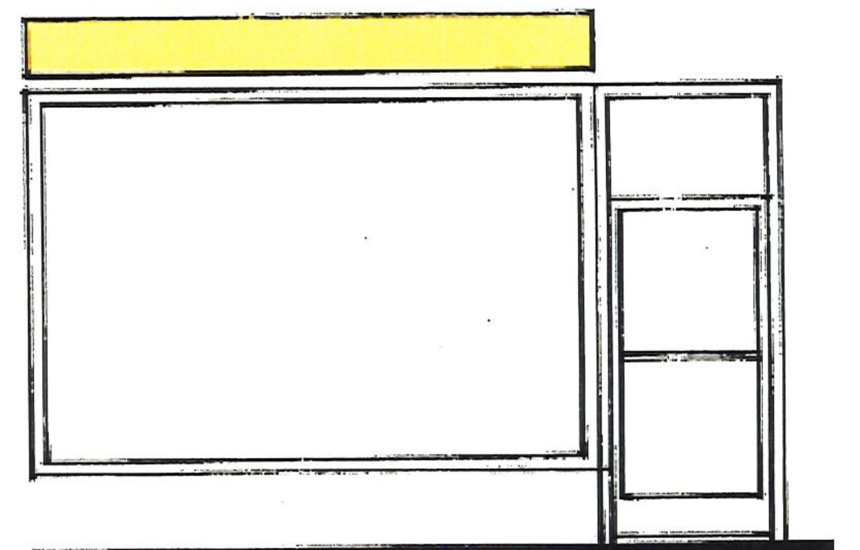 Diagram showing signage mounted above storefront