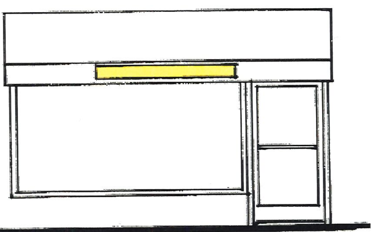 Diagram showing signage painted on awning