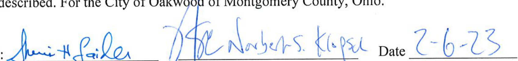 Signatures of Sherri H. Sailer and Norbert S. Klopsch, and Date 2-6-23