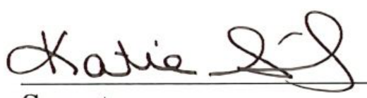 Signature of Secretary Katie
