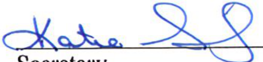 Signature of Secretary