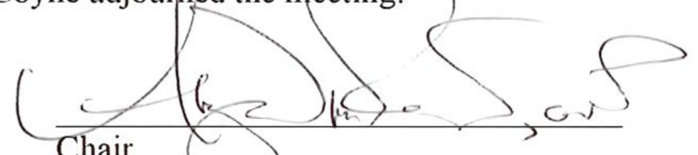Handwritten signature associated with the role of Chair