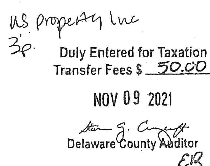 Delaware County Auditor endorsement stamp and signature