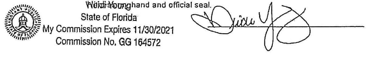 Official Notary Public Seal and Signature for the State of Florida, Commission No. GG 164572, Expires 11/30/2021