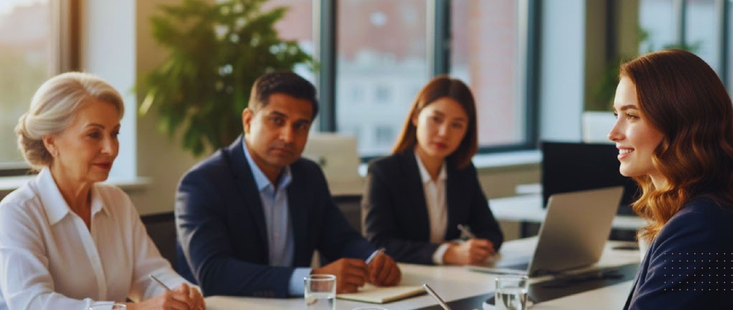 A group of professionals in a business meeting
