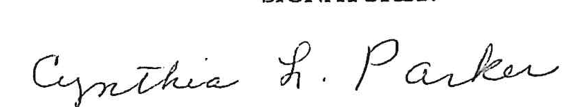 Signature of Cynthia L. Parker