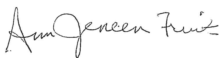 Signature: Ann Jeneen Fruit