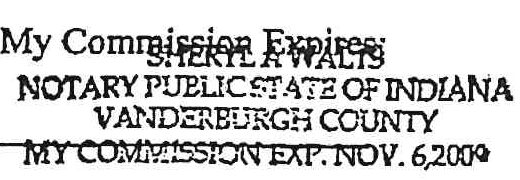 Notary Stamp: Sheryl A. Watts, Notary Public State of Indiana, Vanderburgh County, Commission Exp. Nov. 6, 2009