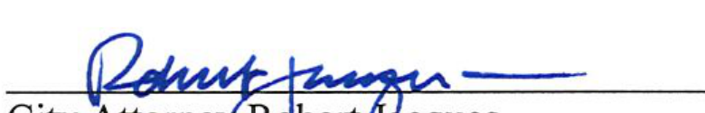 Signature of City Attorney Robert Jacques