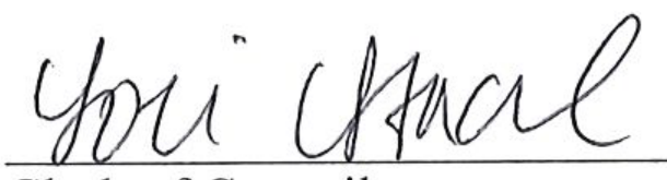 Signature of Clerk of Council