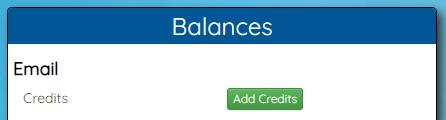 Screenshot showing Email Balances with Add Credits button