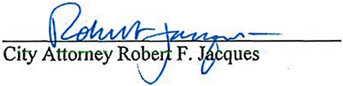 City Attorney Robert F. Jacques signature block