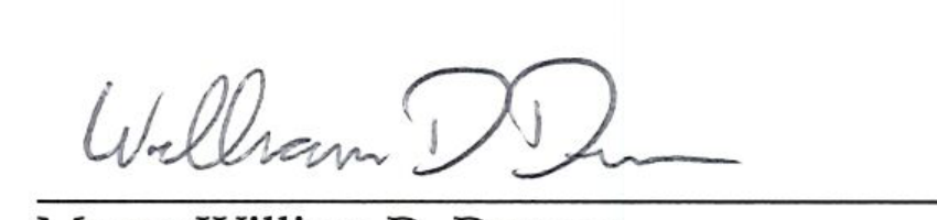 Signature of Mayor William D. Duncan