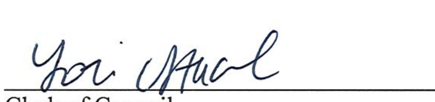 Signature of Clerk of Council