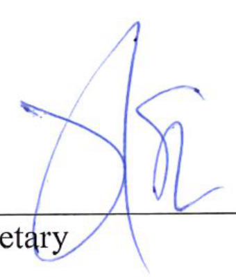 Handwritten signature of the Secretary