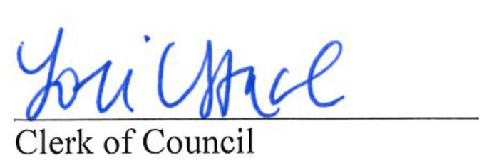 Signature of Clerk of Council Lori Stacel