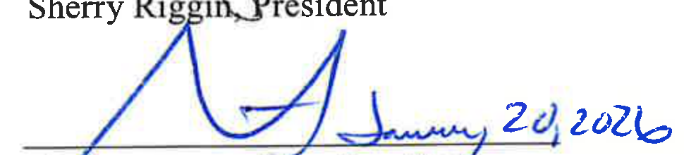 Signature of Stephen Brand, Vice President with date January 20, 2026