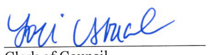 Signature of Clerk of Council