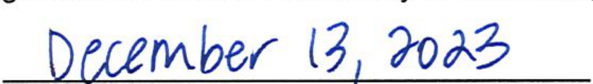 Handwritten publication date: December 13, 2023